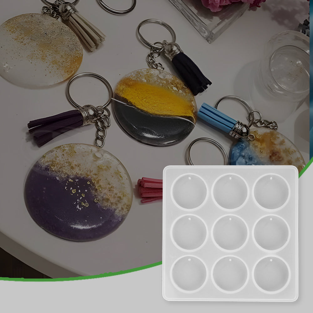 SILICOMOLDS - 40MM - ROUND KEYCHAIN - 9 CAVITY SILICONE MOLD - URP247-RM